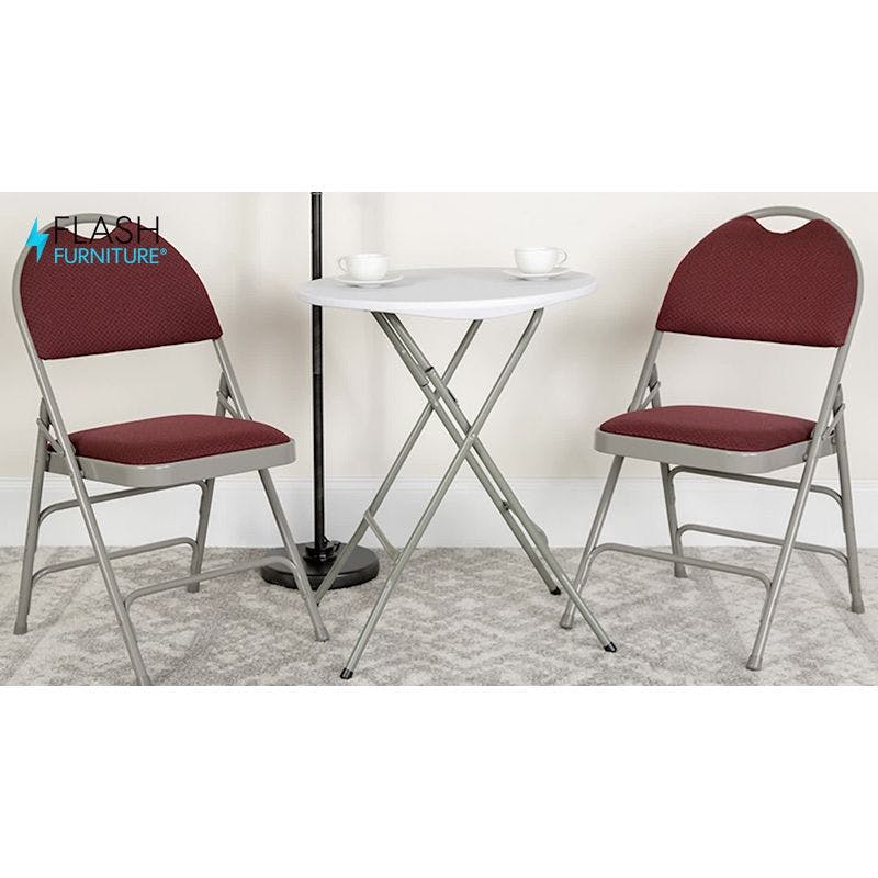 Hercules Series Premium Beige Fabric High-Back Metal Folding Chair