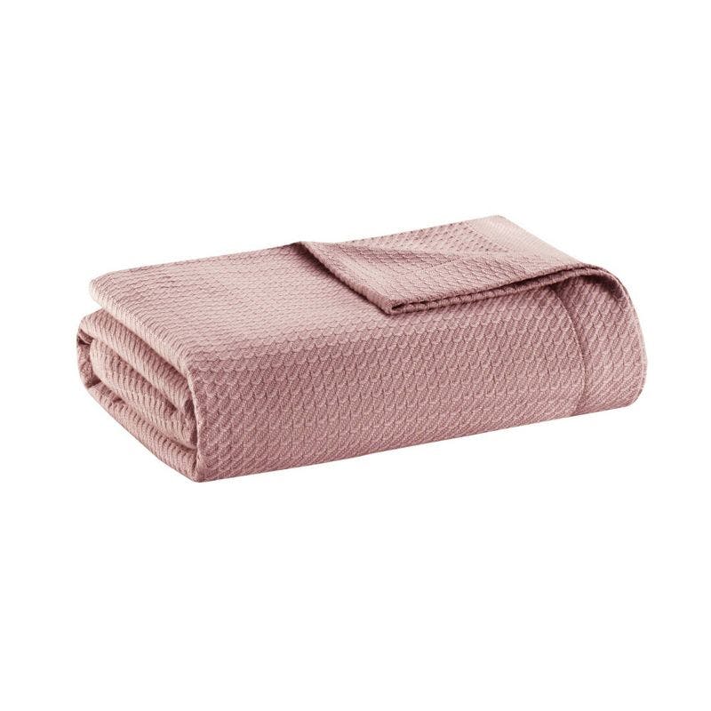 Luxurious Rose Twin Egyptian Cotton Waffle Knit Blanket