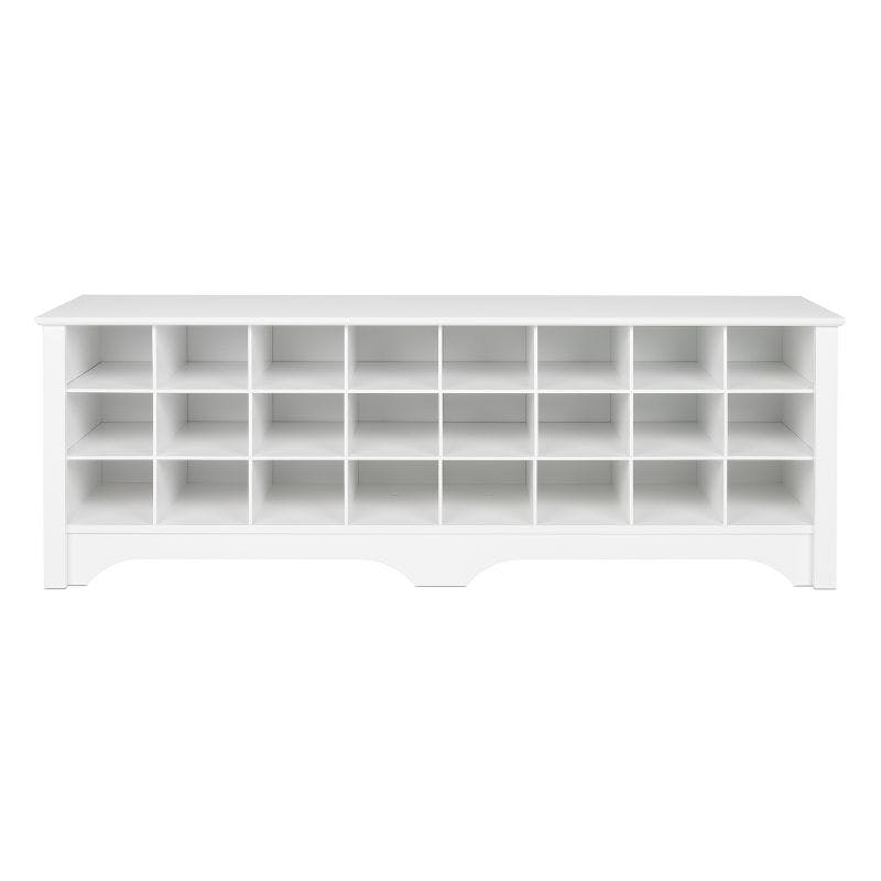 Elegant White Laminated Composite Wood 24-Shoe Cubby Bench