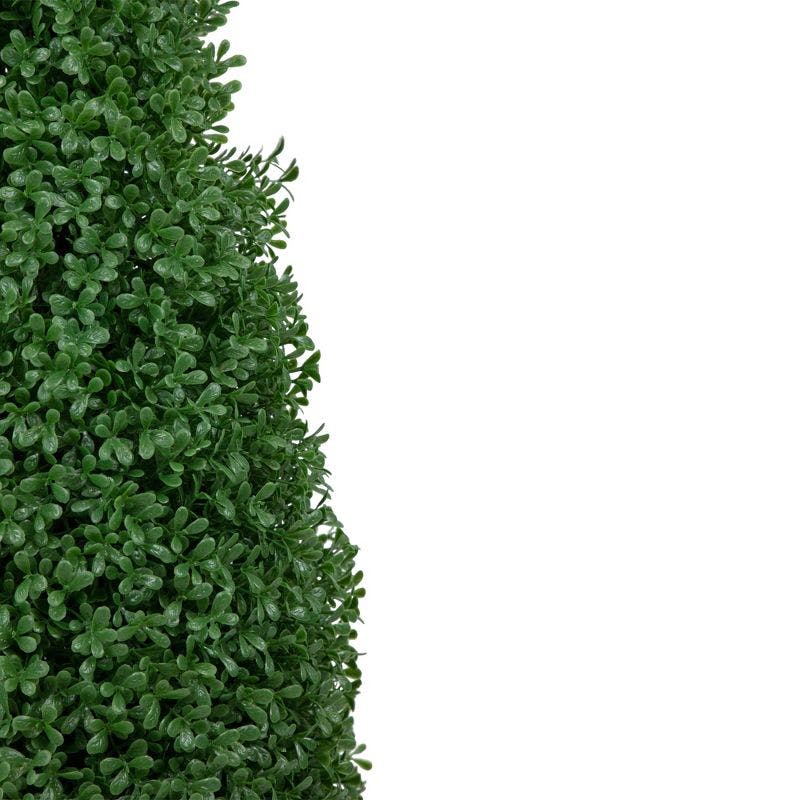 Elegant 31" Green Boxwood Cone Topiary in Black Pot, Outdoor