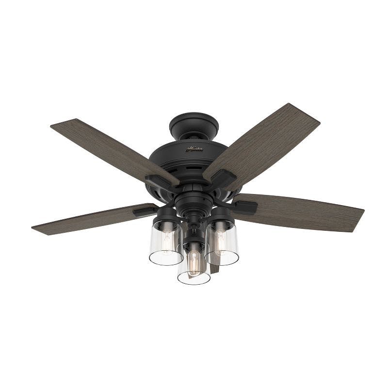 Bennett 44" Matte Black Low Profile Ceiling Fan with LED Light & Remote