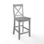 Curved X-Back Gray Wood Counter Stool Set, 24-inch - 2 Pieces