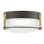Transitional Etched Opal and Oil Rubbed Bronze LED Flush Mount