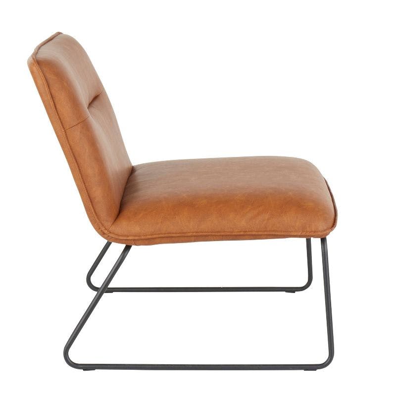 Sleek Industrial Leatherette Armless Accent Chair
