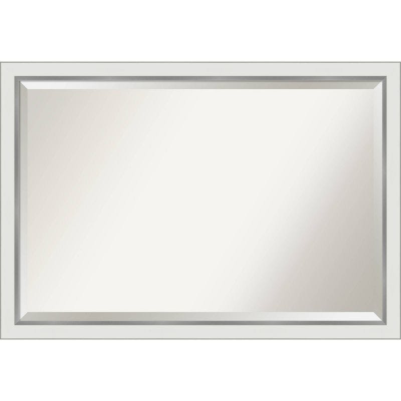 Eva Narrow White Silver Rectangular Bathroom Vanity Wall Mirror