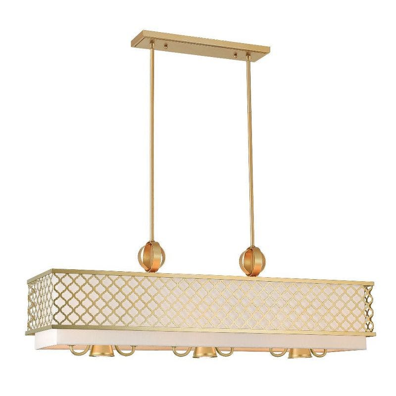 Arabesque Soft Gold Linear Drum Chandelier with Nickel Accents