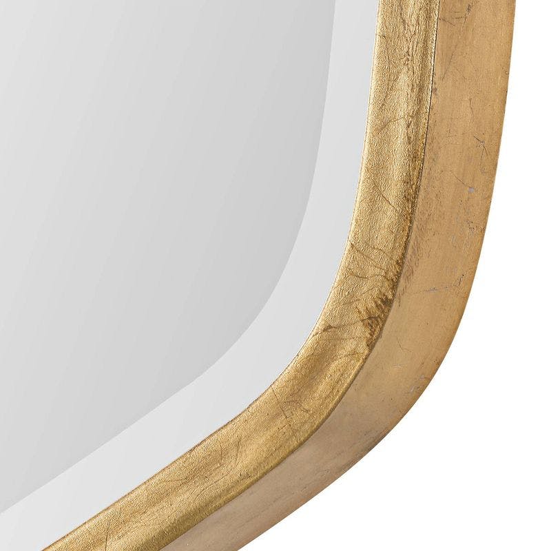 Oceano 22"x36" Gold Leaf Iron Frame Oval Wall Mirror