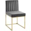 Glam Deco Charcoal Velvet Upholstered Side Chair with Gold Metal Base