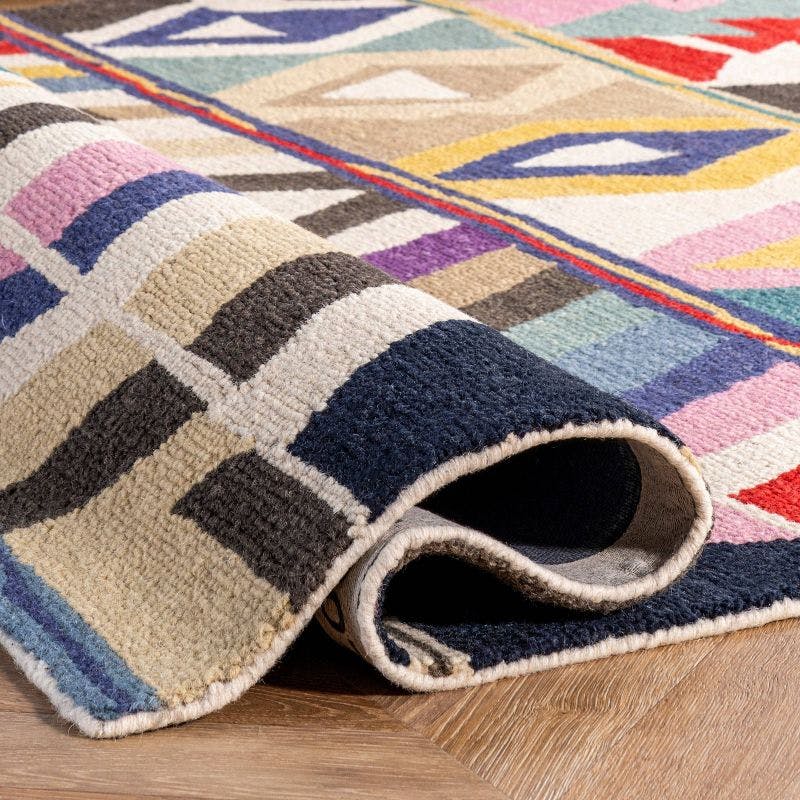 Bohemian Brilliance Hand Tufted Multicolor Wool Geometric Rug 8' x 10'