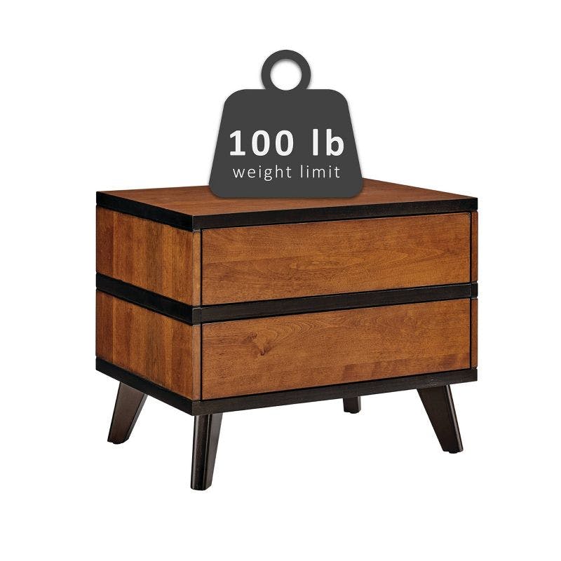 Mid-Century Modern 2 Drawer Nightstand Walnut - Linon