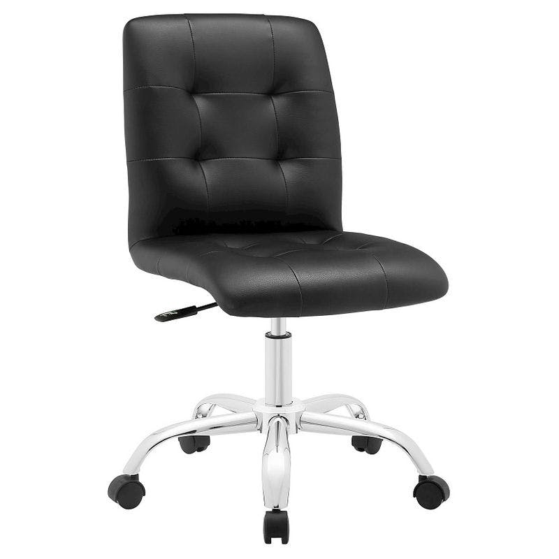 Elegant Finesse Armless Leather Drafting Chair in Black