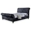 King Size Luxurious Black Velvet Upholstered Bed with Faux Crystal Tufting