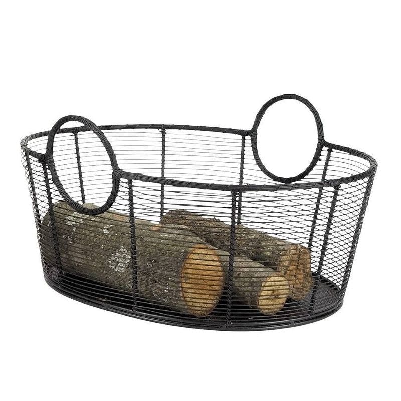 25" Airy Hand-Woven Steel Harvest Basket with Powder-Coat Finish