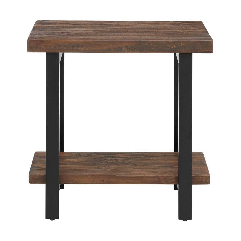 Pomona Solid Wood and Metal End Table with Shelf - Alaterre Furniture