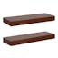 Mid-Century Modern Walnut Brown Solid Wood Floating Shelves, Set of 2