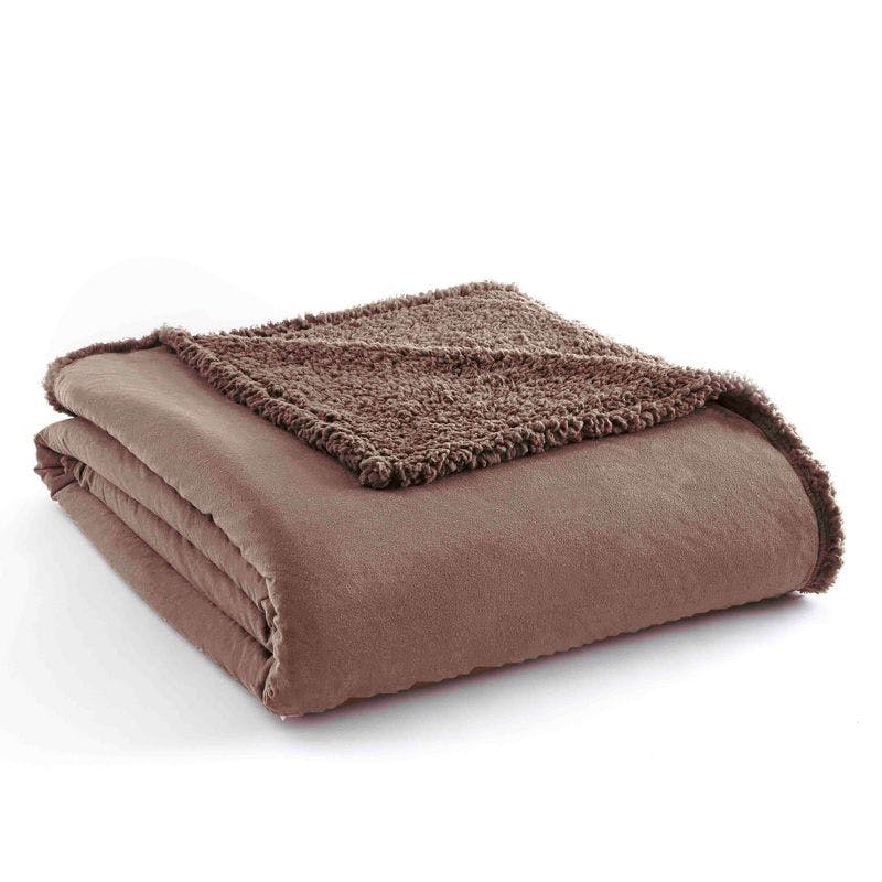 Hazelnut Micro Flannel to Sherpa Full/Queen Reversible Blanket