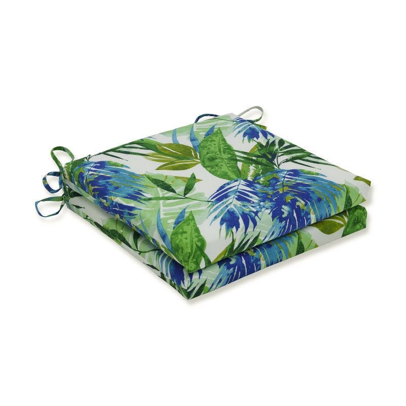 Tropical Breeze Blue and Green Watercolor Outdoor Seat Cushions Set
