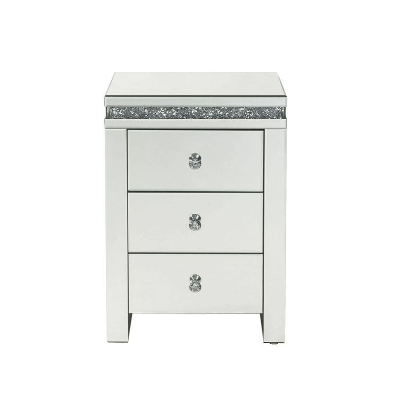 Noralie Glam Mirrored Accent Table with Faux Diamond Inlays