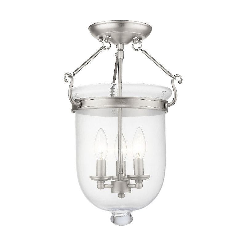 Elegant Brushed Nickel 3-Light Indoor/Outdoor Jar Ceiling Mount