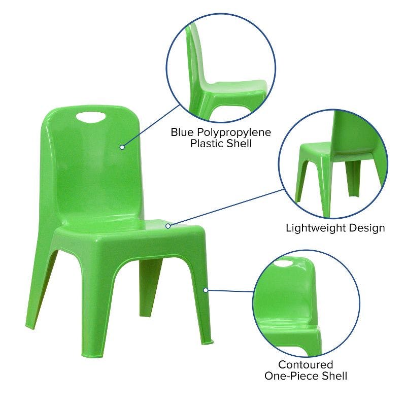 Bright Blue Polypropylene Stackable Preschool Chair with Safety Handle