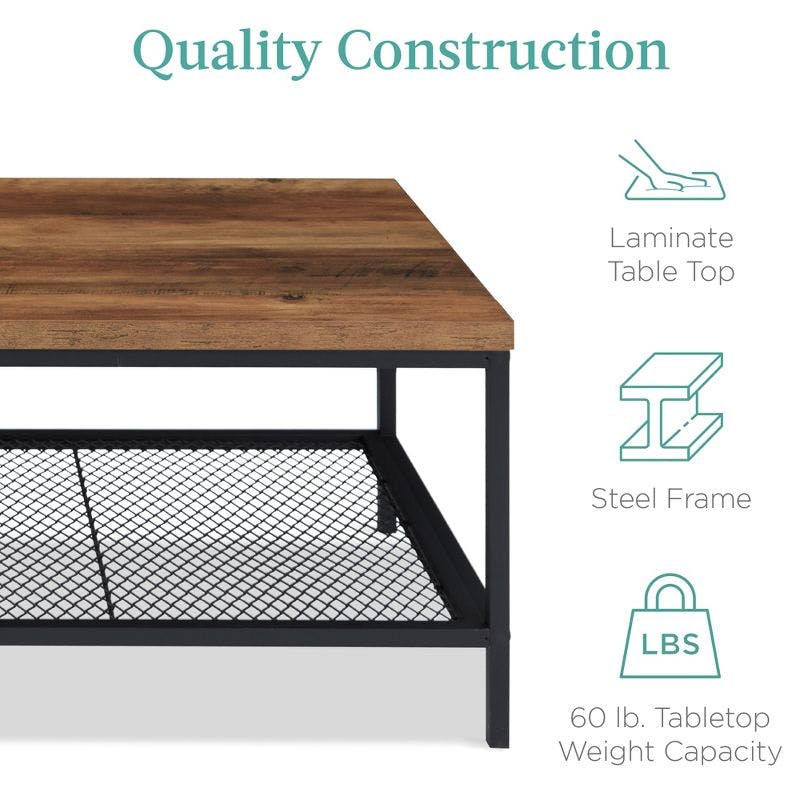 Modern Farmhouse 49'' Wood and Metal 2-Tier Coffee Table