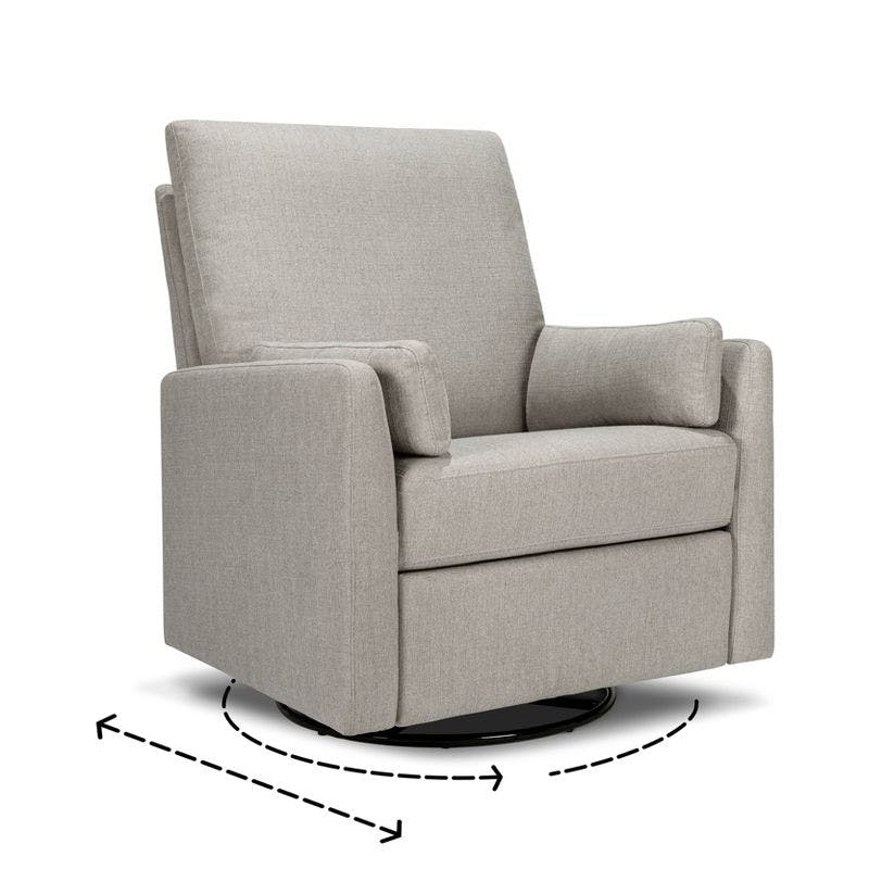 Ethan Performance Gray Linen Swivel Recliner with Wood Accents