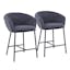 Charcoal Swivel Counter Height Barstools with Metal Frame - Set of 2