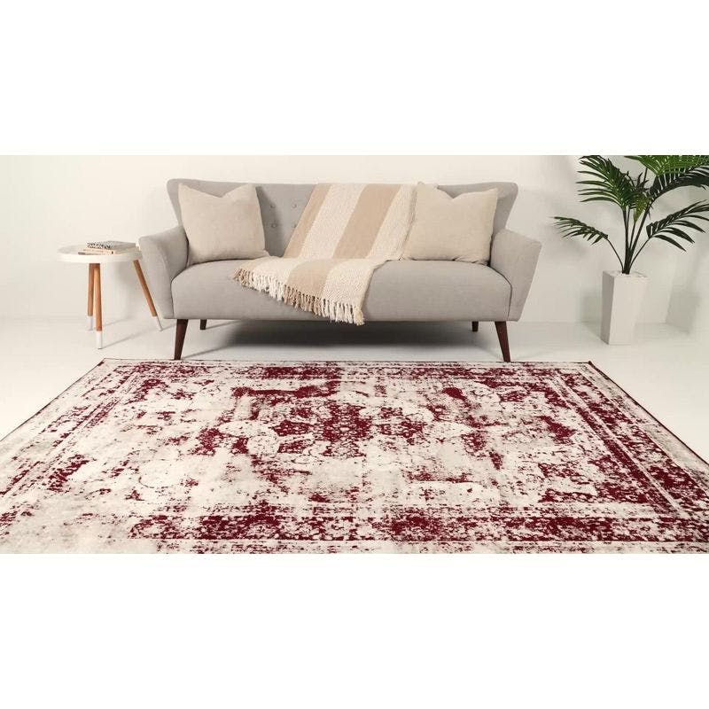 Reversible Easy-Care Gray Synthetic Rectangular Rug