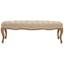 Transitional Beige Linen and Oak Tufted Bench