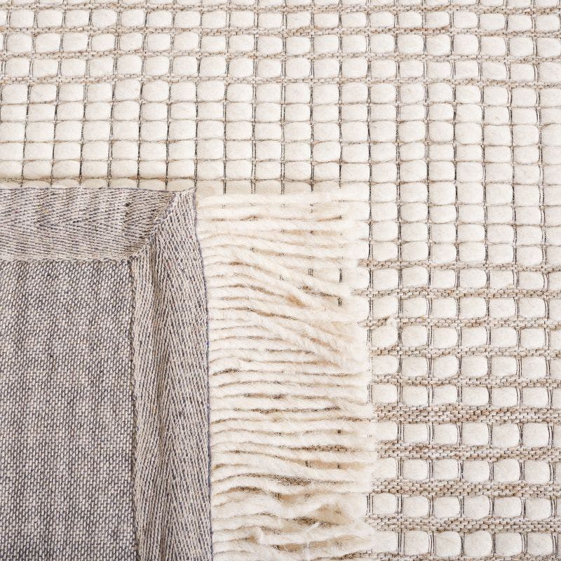 Elegant Ivory & Beige Hand-Woven Wool Area Rug - 3' x 5'