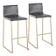 Elegant Stainless Steel and Grey Faux Leather Barstools, Set of 2