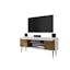 Bradley 63'' Glossy White and Rustic Brown Wood TV Stand with Cabinet
