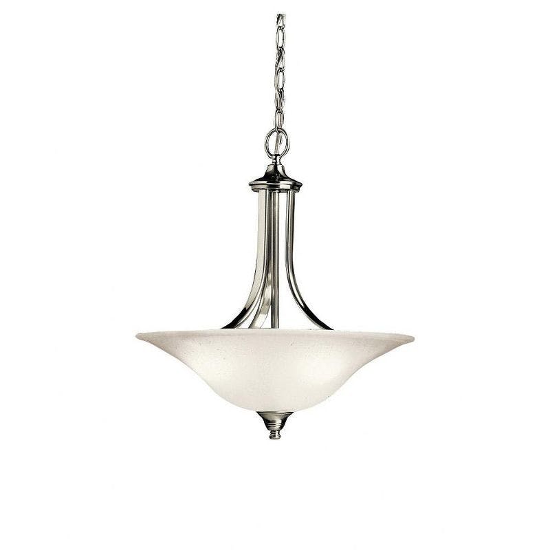 Dover Transitional 3-Light Pendant in Brushed Nickel with White Glass