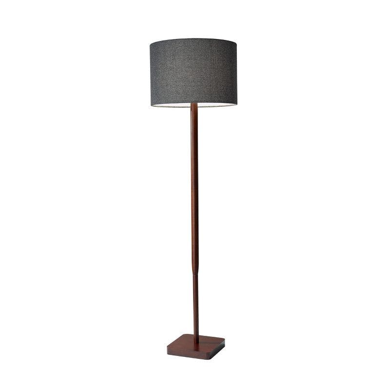 Ellis 58.5'' Walnut Wood Grain Floor Lamp with Textured Dark Gray Shade