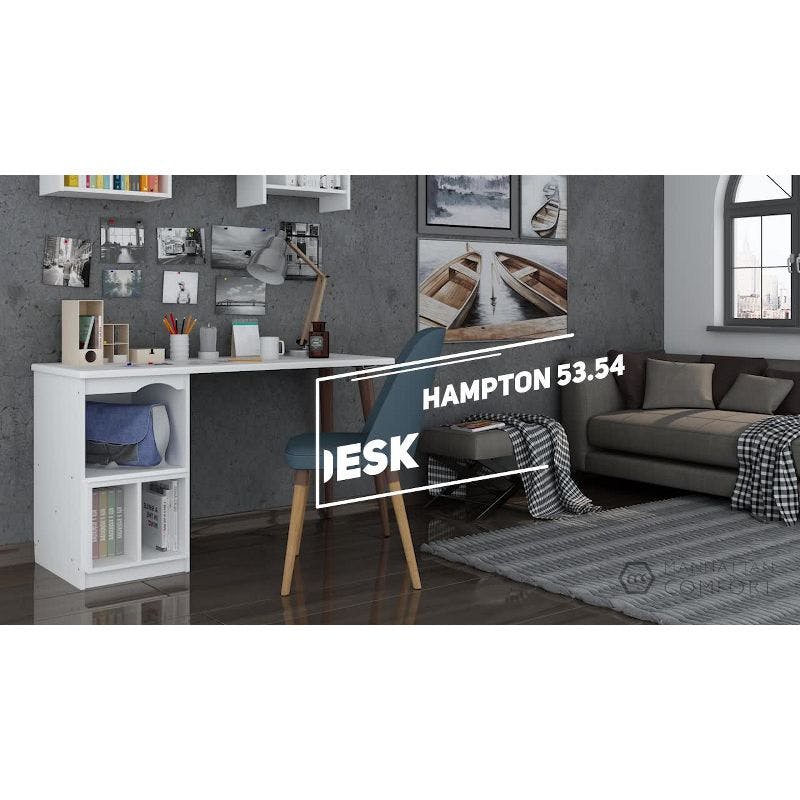 Hampton 54'' Off-White Mid-Century Modern Home Office Desk