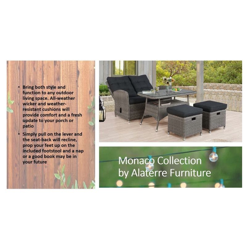 Gray Monaco 40'' All-Weather Wicker Outdoor Recliner with Ottoman