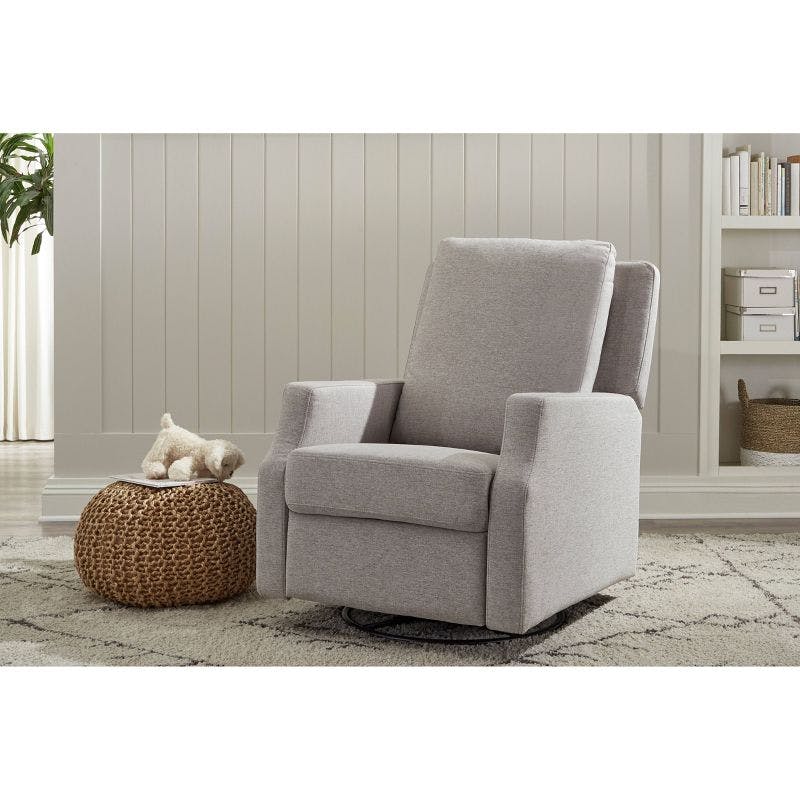 Eco-Weave Performance Grey Swivel Recliner with Velvet Accents