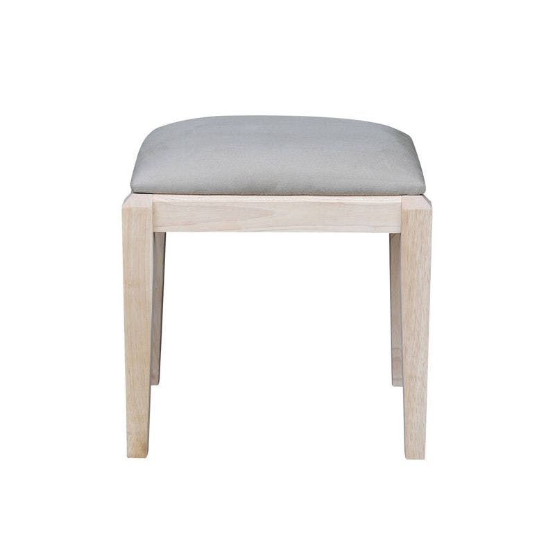 Eco-Friendly Unfinished Parawood Vanity Bench with Microfiber Seat