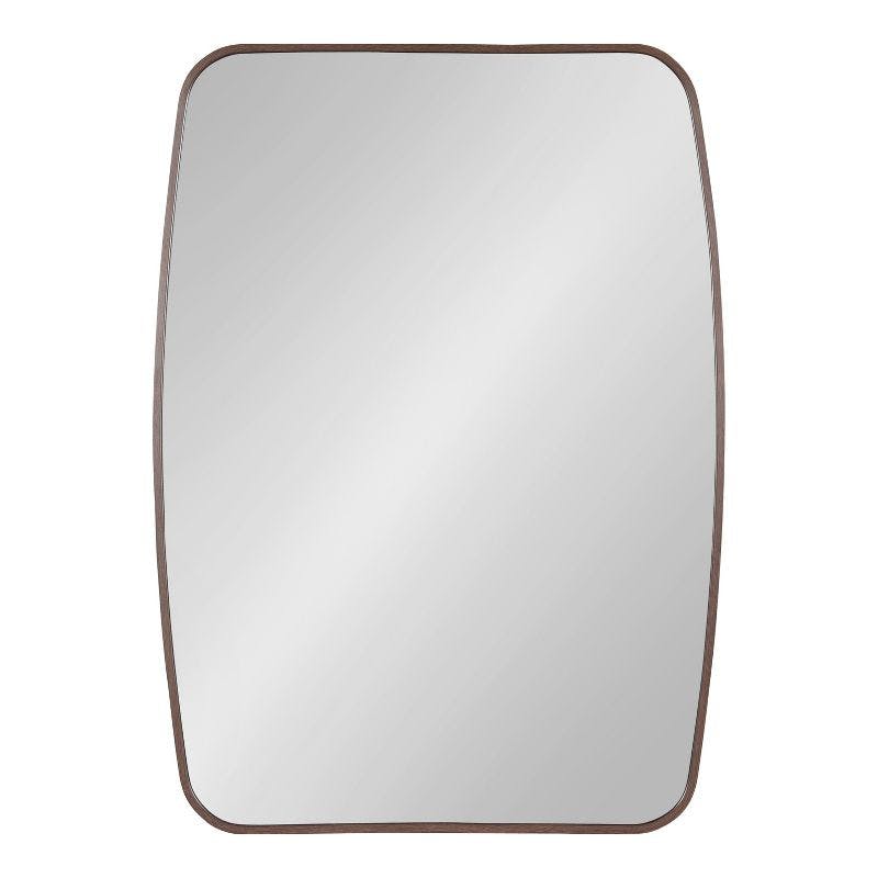 Zayda 20x28 Walnut Brown Slim Frame Mid-Century Modern Mirror