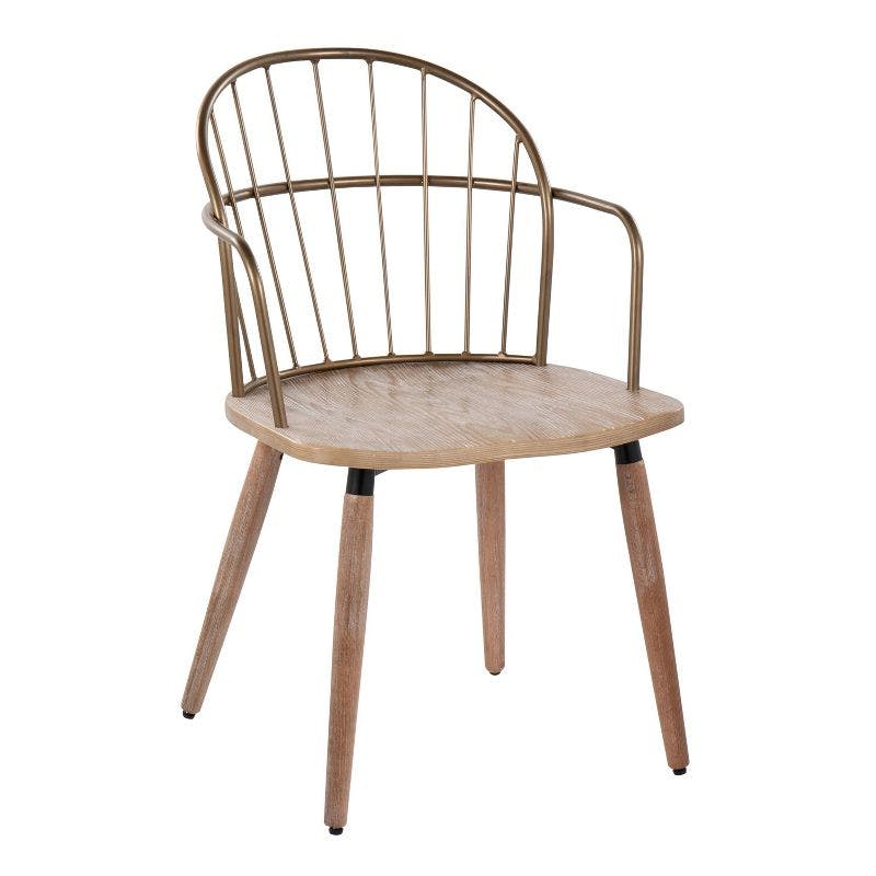 Riley High-Back Spindle Dining Chair in Antique Copper and Whitewash