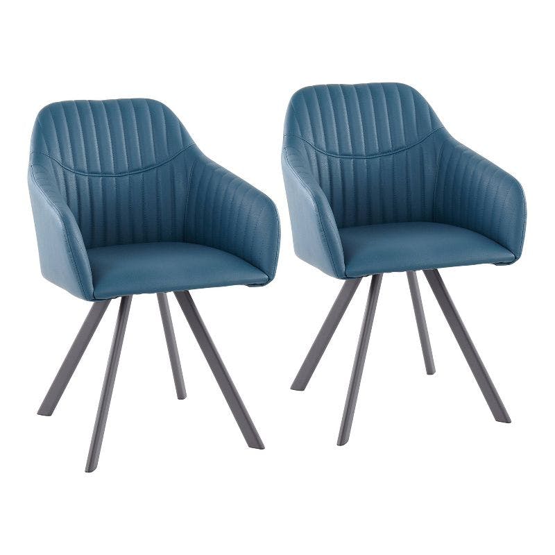 Contemporary Teal Faux Leather Parsons Side Chair with Metal Legs