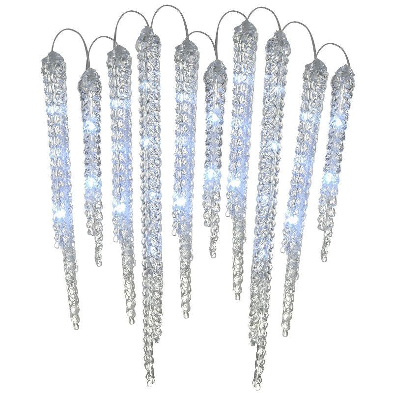 Elegant Crystal Icicle LED String Lights - Cool White, Set of 10