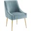 Elysian Light Blue Velvet Upholstered Side Chair with Gold Metal Legs