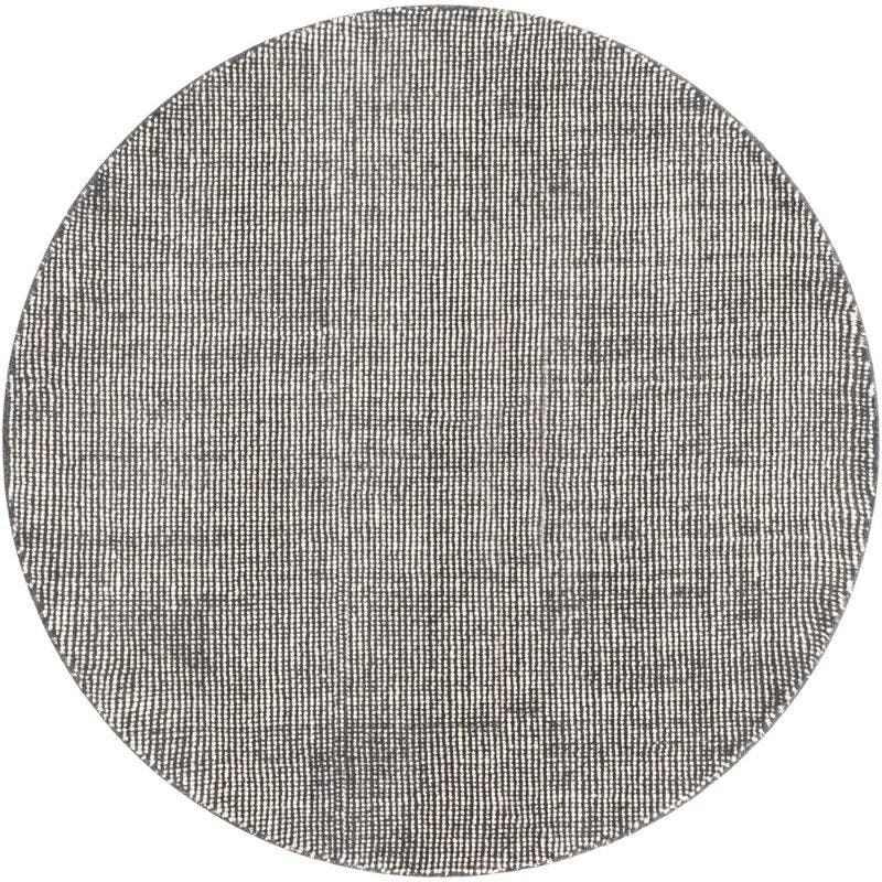 Earl Grey Wool Hand-Knotted Round Area Rug with Ivory Accents