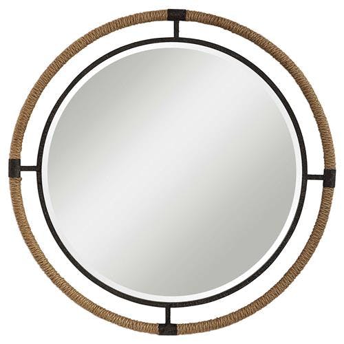Starrett 36" Round Iron & Rope Frame Wall Mirror
