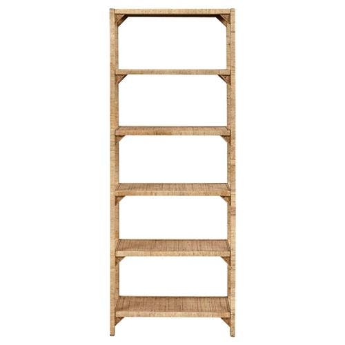 Jagger 64" Natural Brown Bamboo Wrap Open Back Bookcase