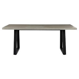 Maceo Modern Classic Grey Stone Top Black Iron Base Outdoor Dining Table - 78.75"W