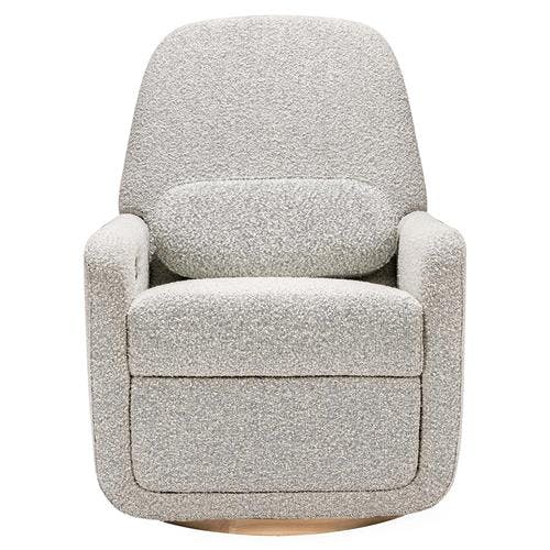Arc Black and White Boucle Electronic Glider Recliner with USB