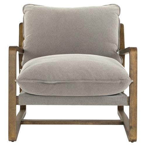 Ailyn Rustic Lodge Grey Upholstered Brown Wood Occasional Arm Chair