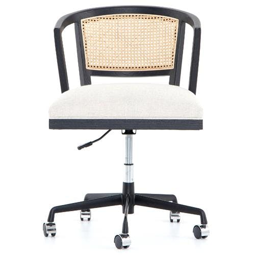 Alek Modern White Performance Upholstered Seat Cane Black Iron Office Chair